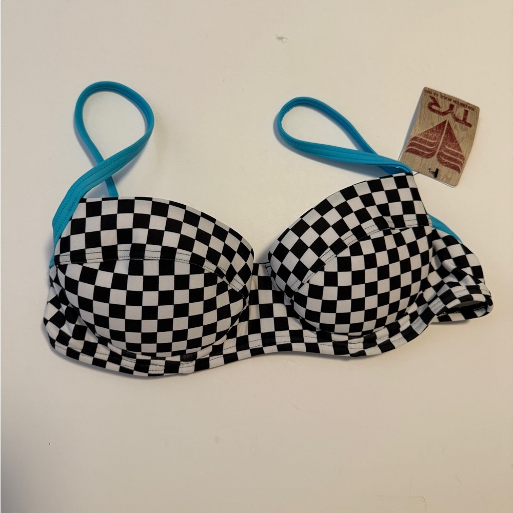 TYR Huntington Beach - Black & White Checkered Women’s Bikini Top (M)